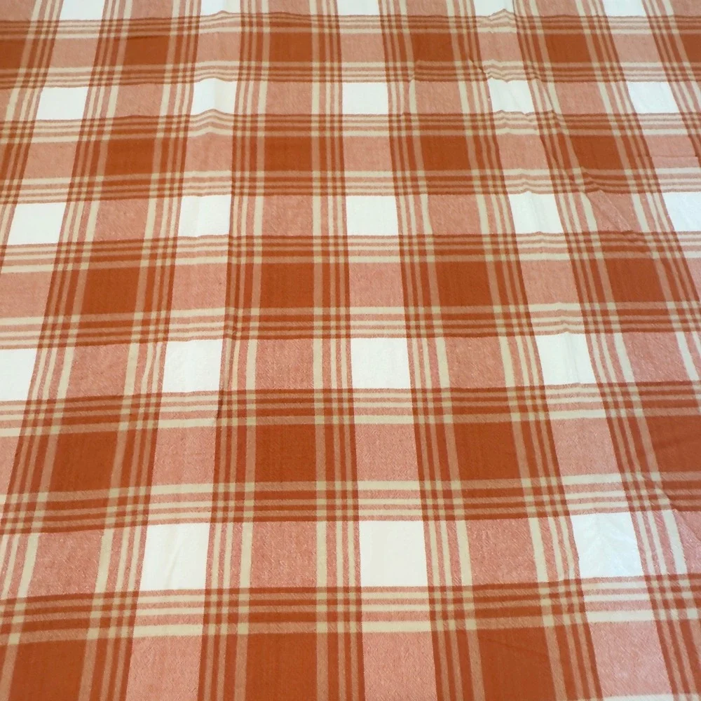 Tablecloth 49x62 Orange Plaid Rectangular Rustic Farmhouse Cottagecore Autumn
